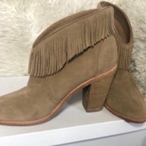 Joie Suede Lauren Fringe Ankle Booties - Size 10